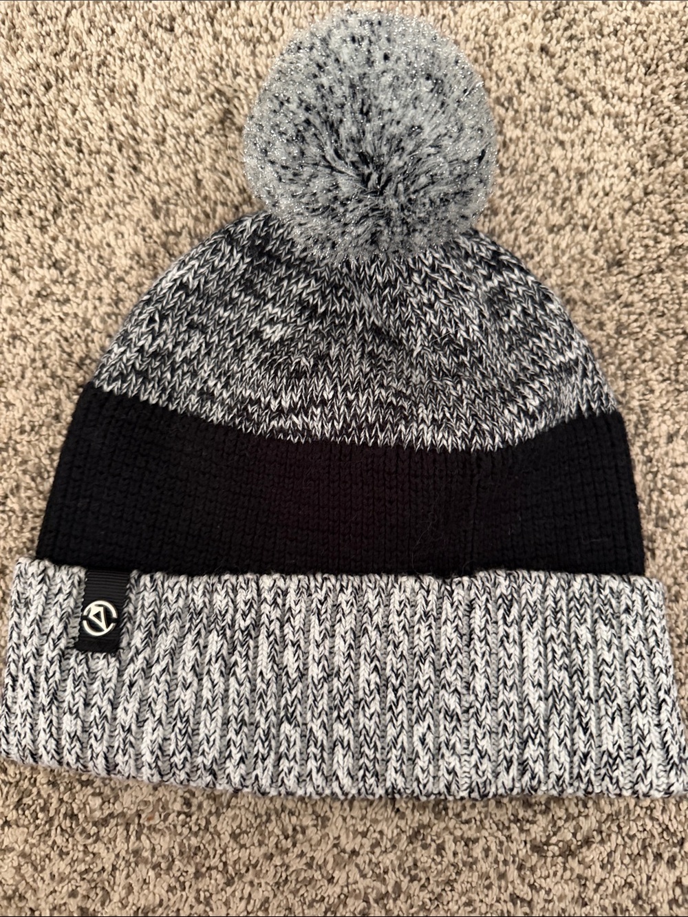 Ivivva Black & Gray Knit Pom Beanie
